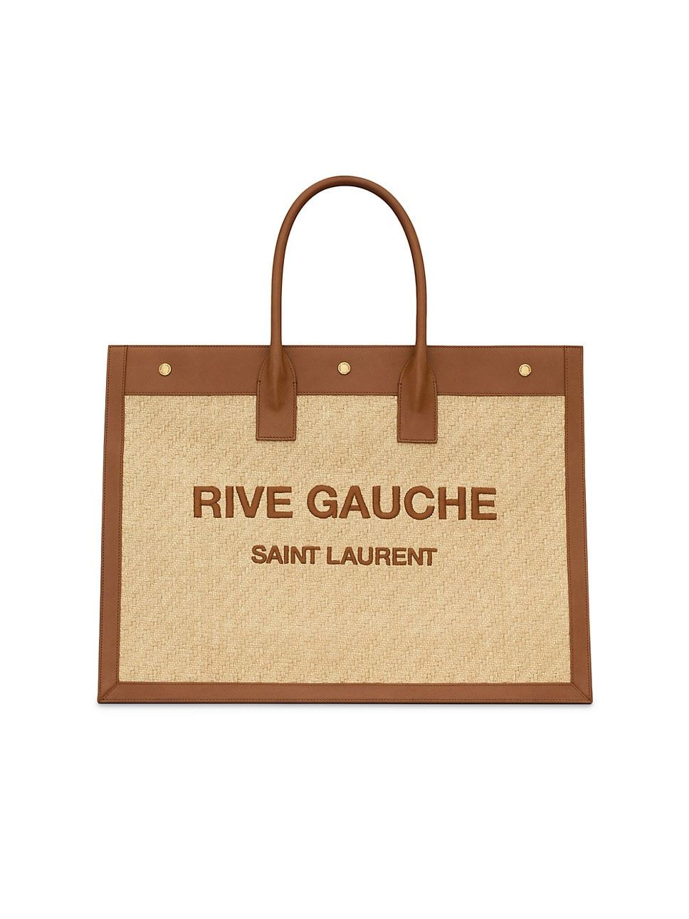 Rive Gauche in Embroidered Raffia and Vegetable-Tanned Leather | Saks Fifth Avenue