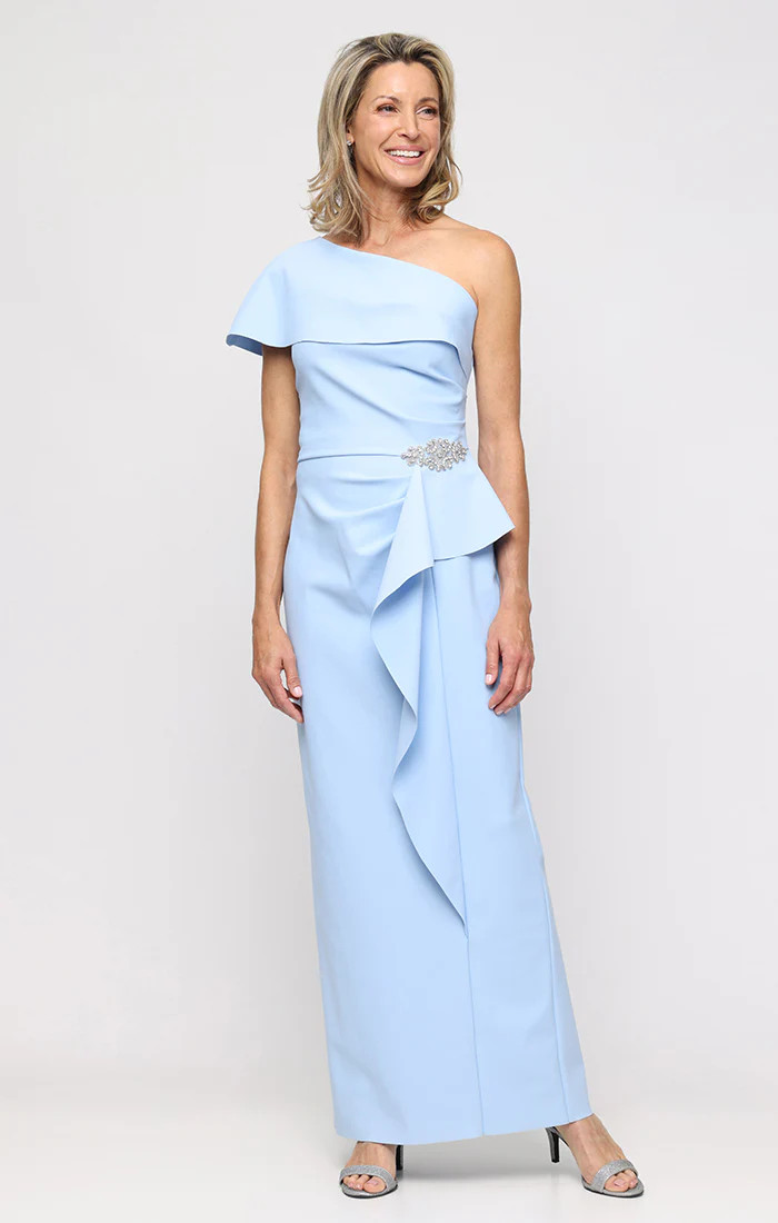 One Shoulder Contour Dress with Foldover One-Shoulder Cuff Neckline | Alex Evenings