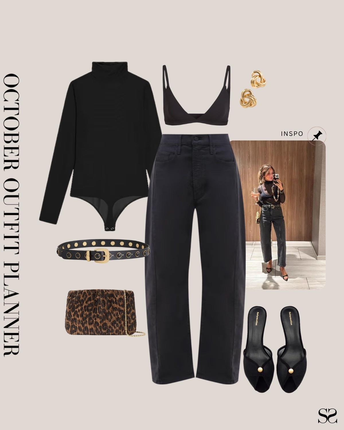 Monthly outfit planner OCTOBER: Fall outfits | bodysuit, barrel jean, open toe heels, leopard bag, embellished belt, date night 

#falloutfit #classicstyle #casualstyle 

Image inspo credit: @krismarieerrington


#LTKStyleTip