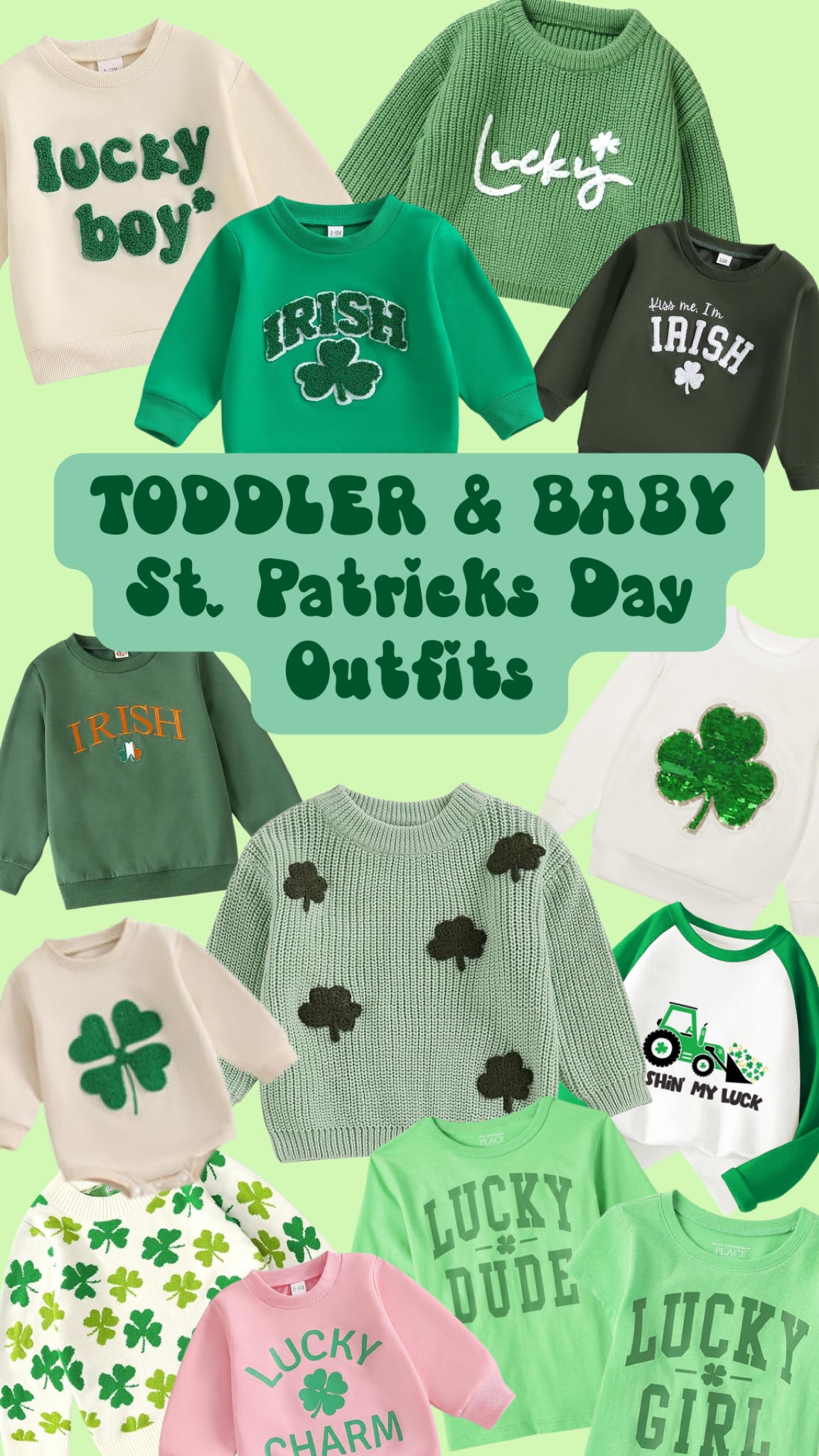 Amazon Finds! St Patrick’s Day - toddler - baby - kids - sweater - trendy - boy or girl - Any weather - school - church

#LTKBaby #LTKSeasonal #LTKKids