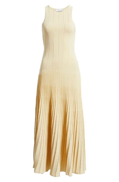 MANGO Piano Sleeveless Pleated Cotton Blend Sweater Dress in Light Tan at Nordstrom, Size 8 | Nordstrom