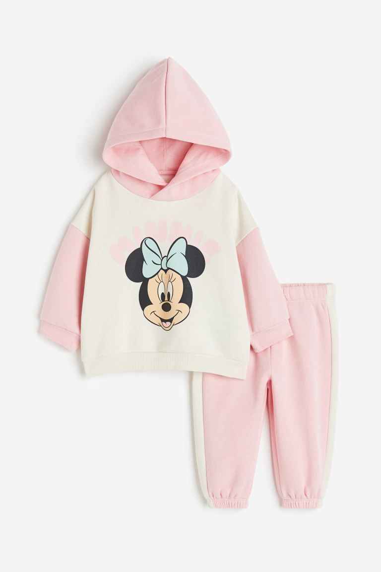 2-piece Hoodie and Leggings set - Light pink/Minnie Mouse - Kids | H&M US | H&M (US + CA)