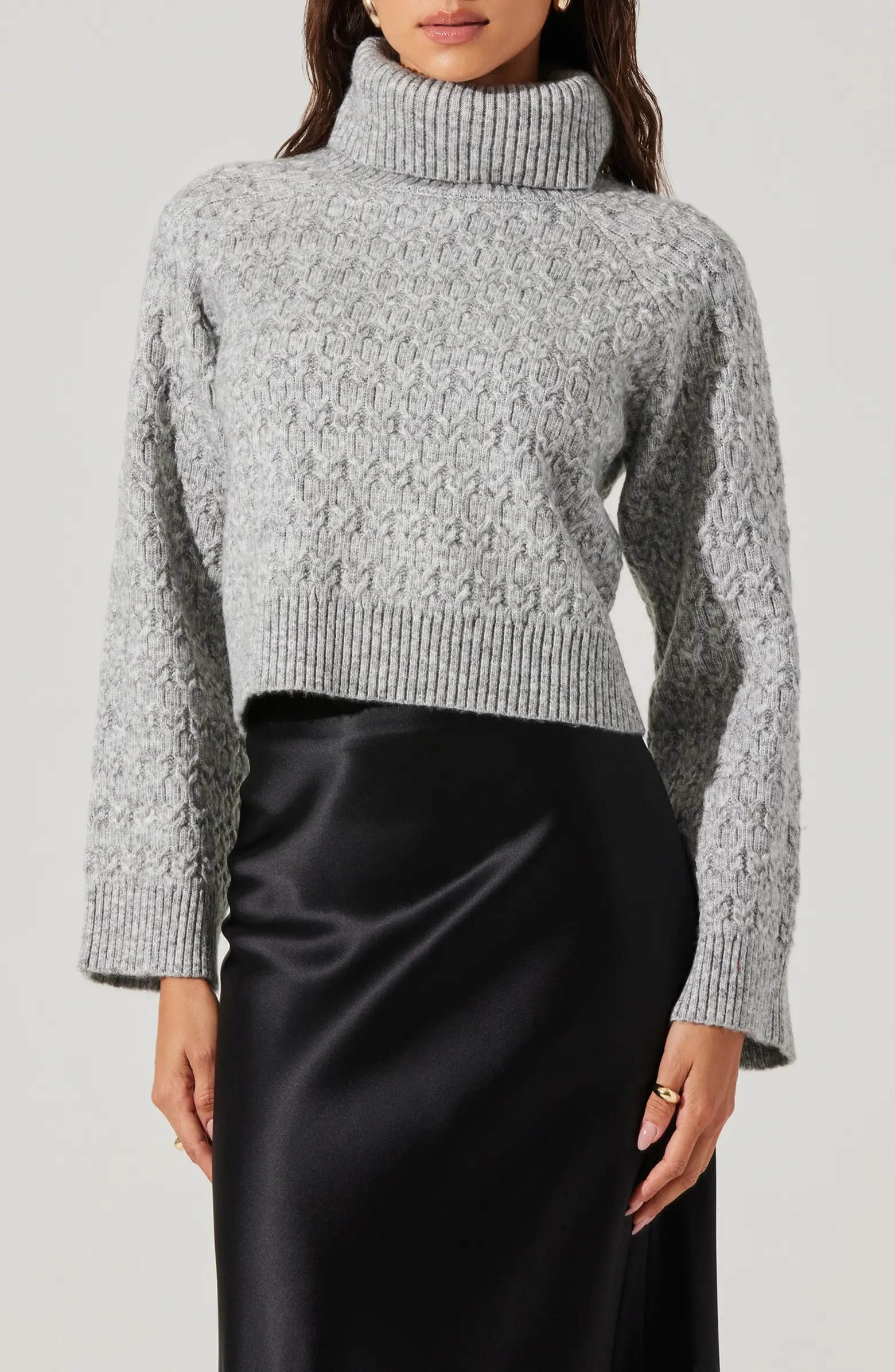 ASTR the Label Textured Stitch Crop Turtleneck Sweater | Nordstrom | Nordstrom