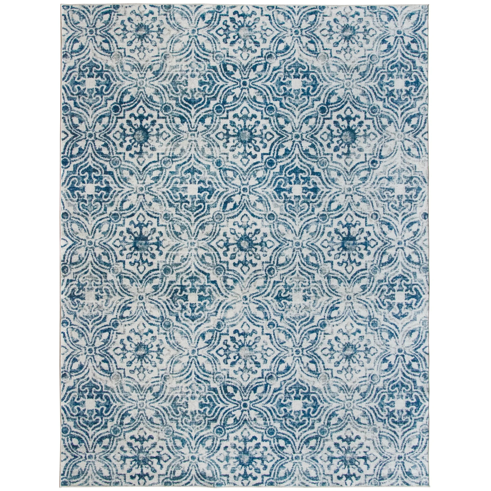 ReaLife Rugs Machine Washable Mosaic Blue Eco-friendly Recycled Fiber Area Runner Rug (7'6" x 9'6... | Walmart (US)