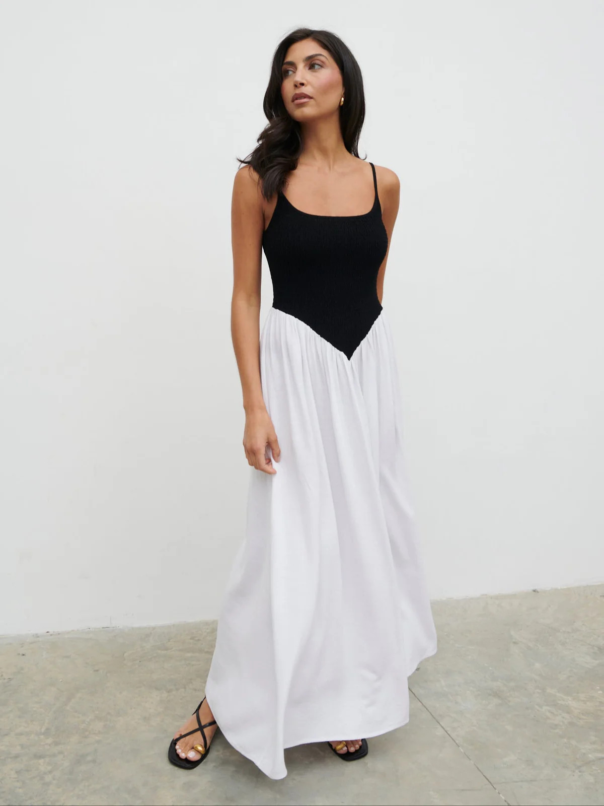 Maude Shirred Contrast Maxi Dress | Pretty Lavish (UK)