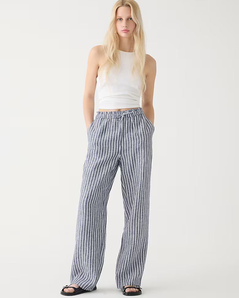 Soleil pant in striped linen | J. Crew US
