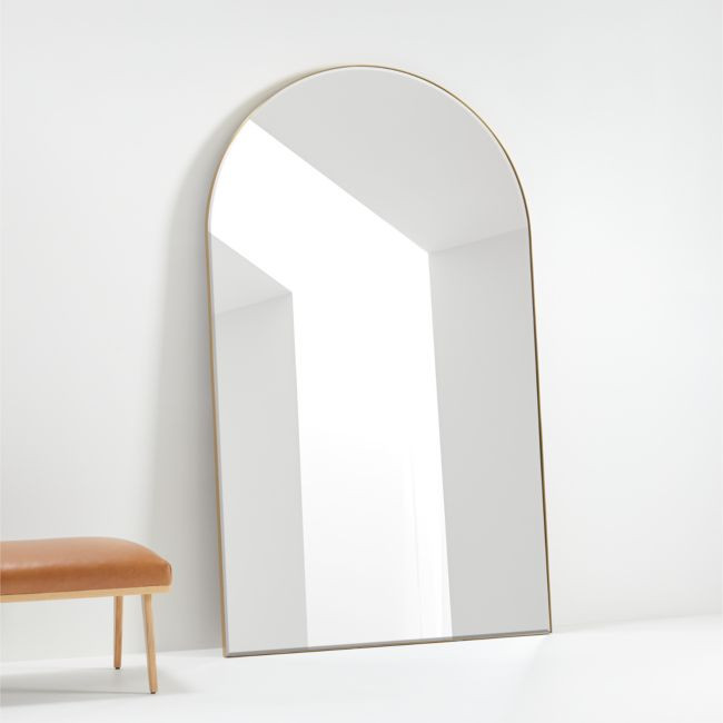 Edge Extra-Large Brass Arch Floor Mirror 48""x80 | Crate & Barrel