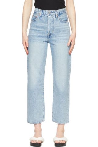 Blue Ribcage Straight Ankle Jeans | SSENSE
