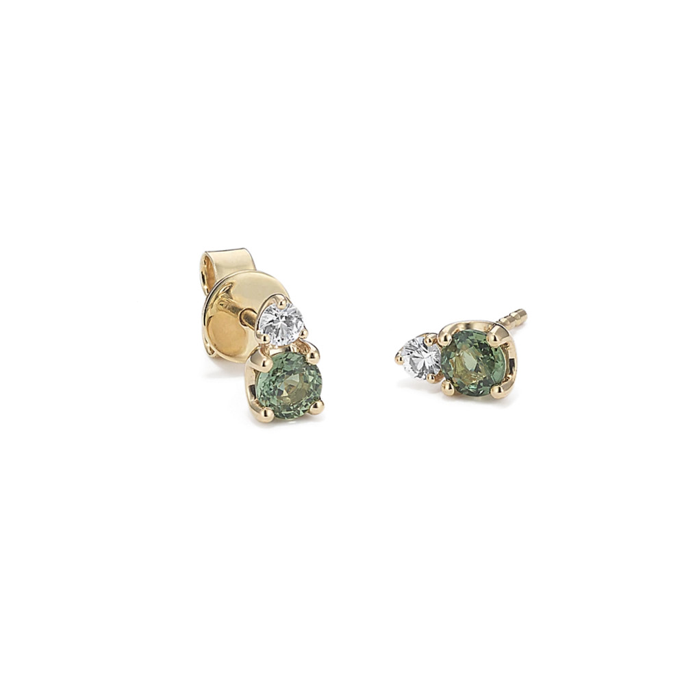 Toi et Moi Green & White Sapphire Earrings | Shane Co
