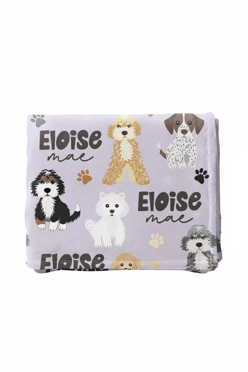 Puppy Pals Personalized Toddler Blanket | Purple | Caden Lane