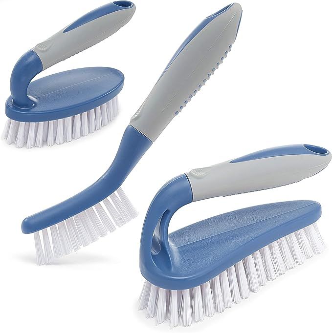 Scrub Brush Set of 3pcs - Cleaning Shower Scrubber with Ergonomic Handle and Durable Bristles - G... | Amazon (US)