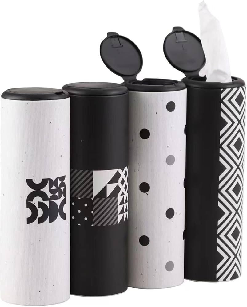 Car Tissue Holder with Facial Tissues Bulk - 4 PK Car Tissues Cylinder with Cap, Tissue Holder fo... | Amazon (US)