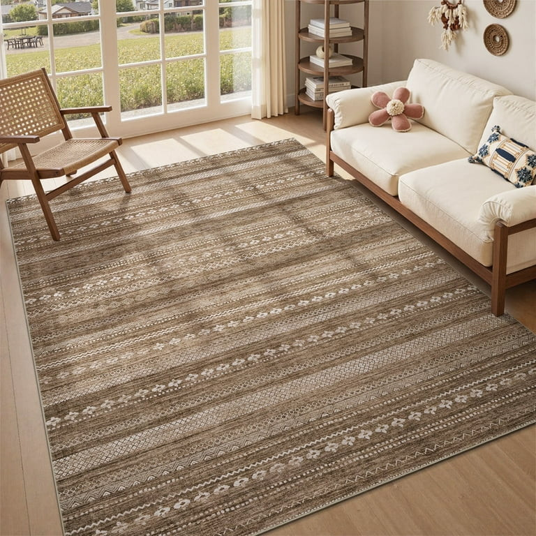 VUNATE 9'x12' Area Rugs for Living Room Washable Rugs Boho Moroccan Area Rug Soft Neutral Geometr... | Walmart (US)