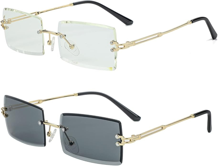 NIDOVIX Rimless Rectangle Sunglasses For Women Men Fashion Frameless UV400 Protection Lens Glasse... | Amazon (US)