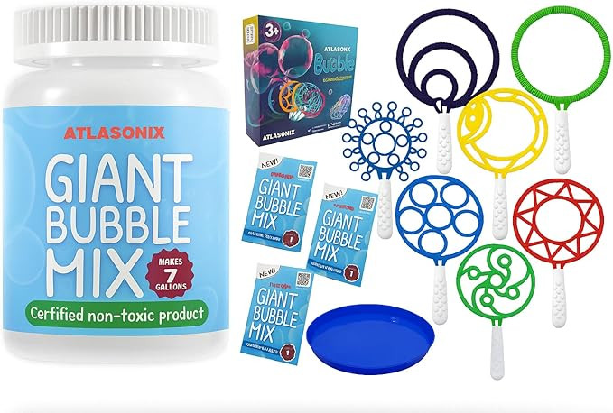 Ultimate Bubble Blast Kit – 11-Piece Giant Bubble Wand Set & Powder Mix | Makes 7 Gallons of So... | Amazon (US)