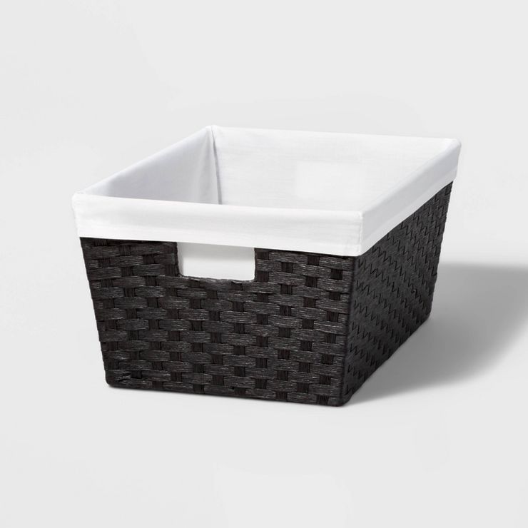 17" x 12" x 8" Large Woven Lined Basket Black - Brightroom™ | Target