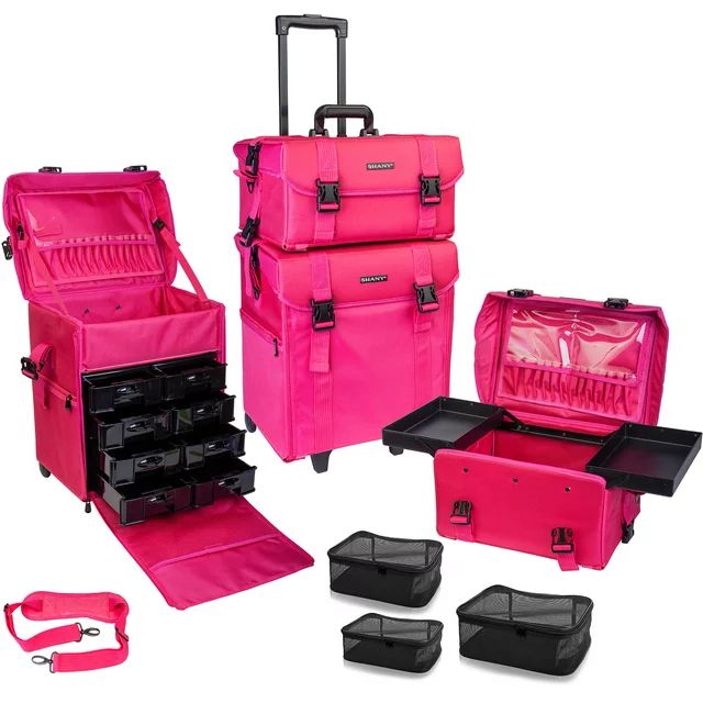 SHANY Makeup Artist Soft Rolling Trolley Cosmetic Case Makeup Travel Bag With Makeup Organizer Dr... | Walmart (US)