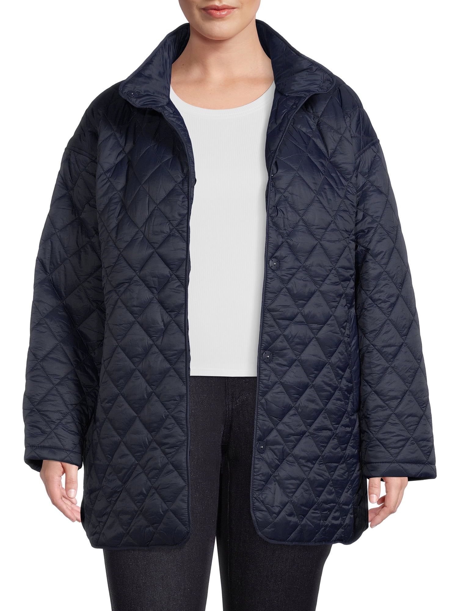 Time and Tru Women's and Plus Quilted Barn Coat - Walmart.com | Walmart (US)