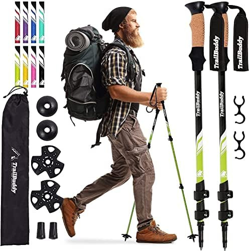 TrailBuddy Trekking Poles - Lightweight, Collapsible Hiking Poles for Backpacking Gear - Pair of 2 W | Amazon (US)