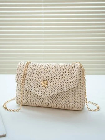 Summer Mini Fashion Straw Chain Small Satchel Bag | SHEIN