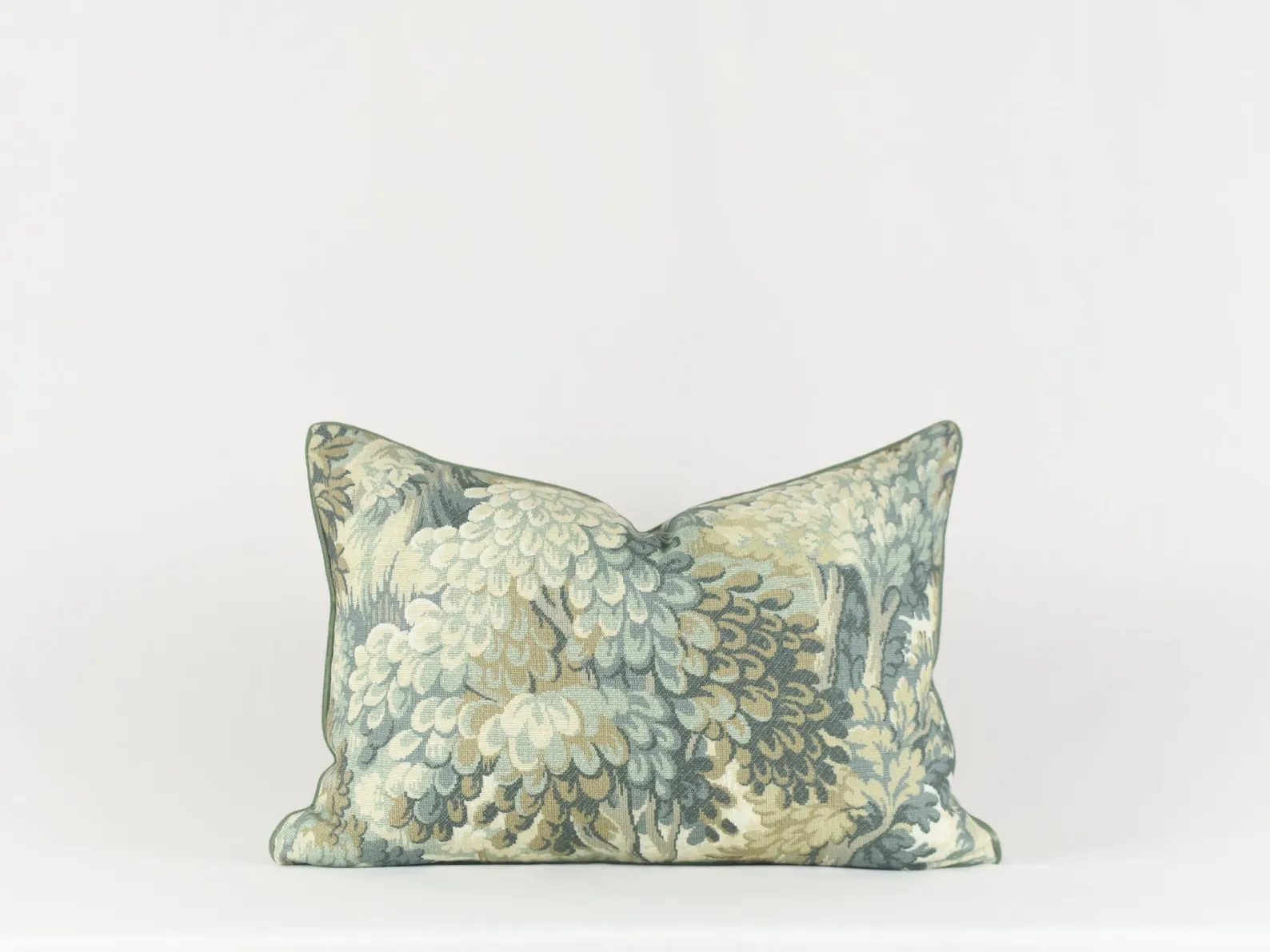 Sage Green Tapestry Pillow Cover: Vintage French Print, Velvet Piping - Etsy | Etsy (US)