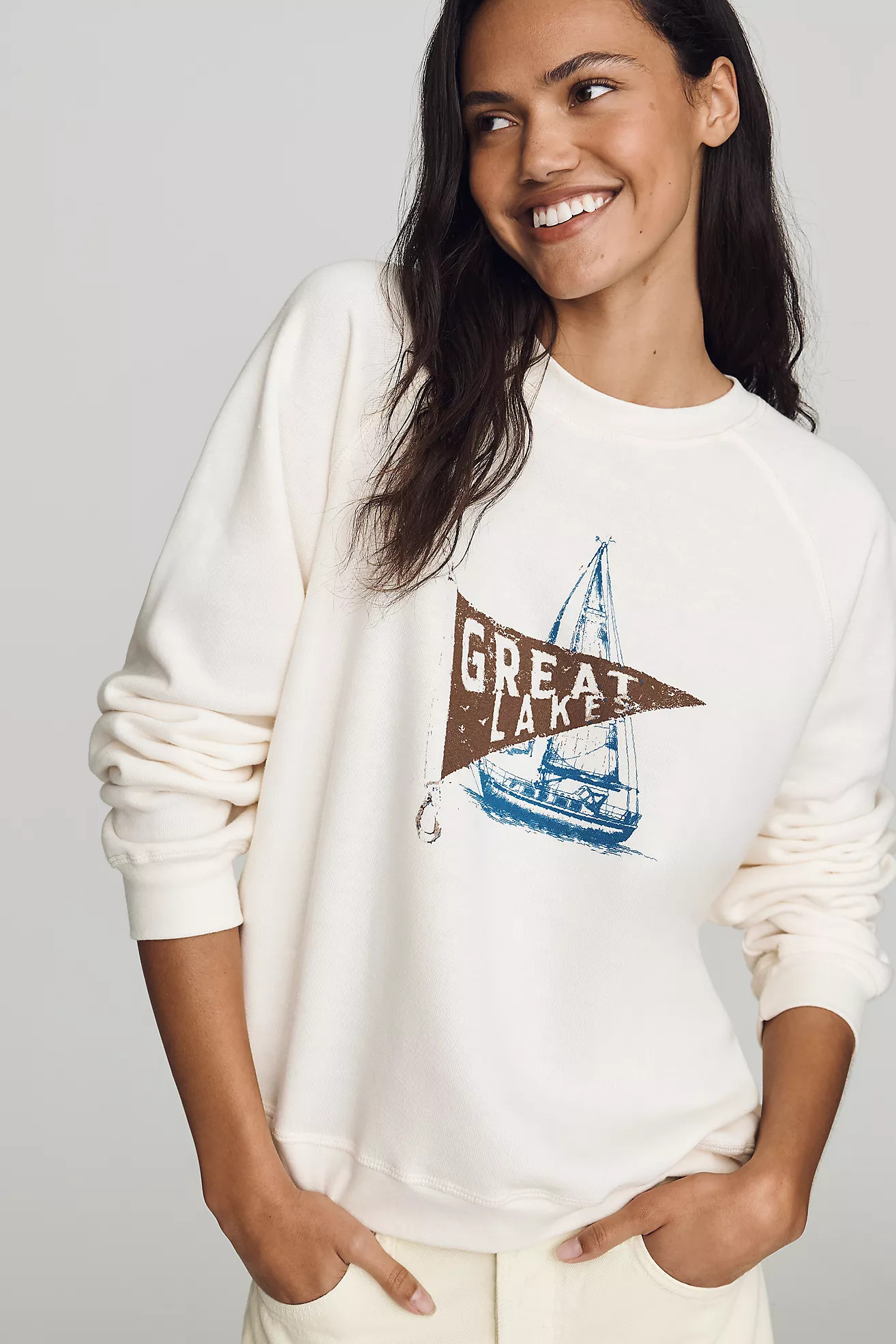 Sunny Somewhere Raglan Crew Sweatshirt | Anthropologie (US)