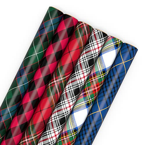 Hallmark Christmas Wrapping Paper Rolls - Black and Red Buffalo Plaid, Royal Stewart Tartan, Blue, Green (6 Rolls: 180 sq. ft. ttl.) for Holiday Parties, Hanukkah, Winter Weddings | Amazon (US)