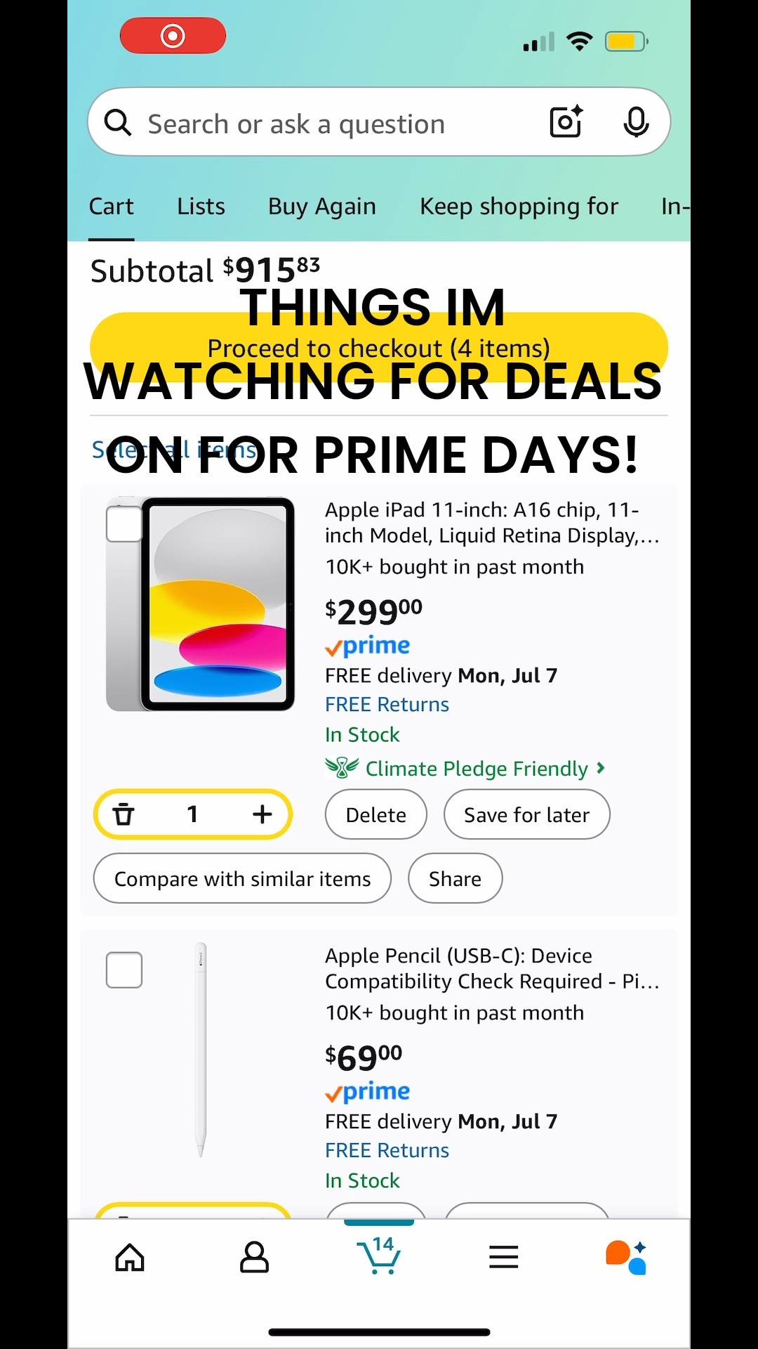Amazon prime
Things
I’m watching for deals on 
iPad
Travel
Gym fitness 
For her
For him
Christmas 
Fun 
Work
Office 
Sale
Home

#LTKMens #LTKHome #LTKSaleAlert