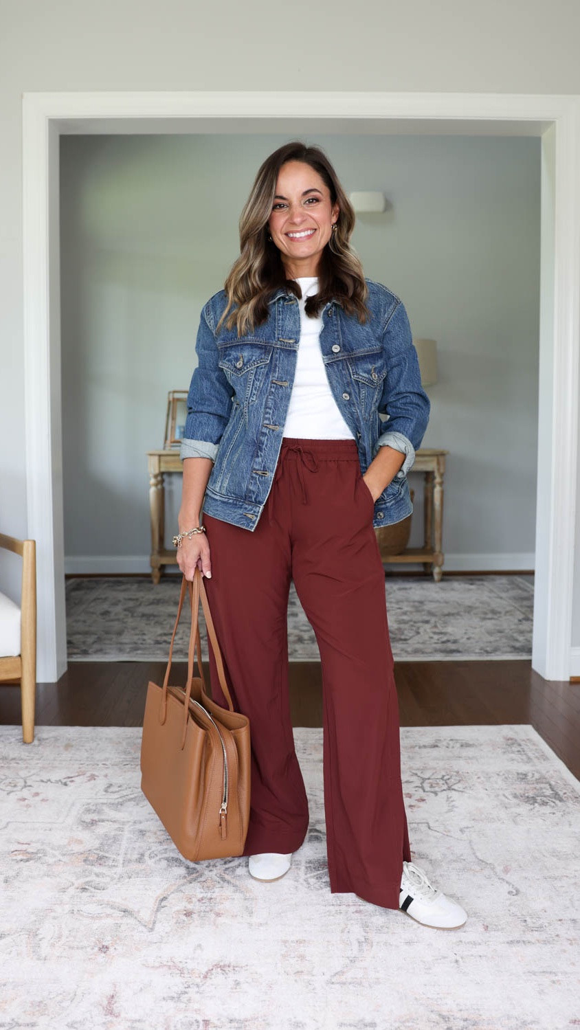 Outfits for Teachers Series: Outfits with Sneakers 

Sneakers (Quince): size up 1/2 size to wear with thick comfortable socks (I’ll link my favorite) 

Pants (BR Factory): petite xxs 10” rise 27.5” inseam 
Top (Old Navy): xs 
Denim Jacket (Abercrombie): xxs 
Bag (Quince): Cognac 

Outfits for teachers, petite outfits, outfits with sneakers

#LTKPetite