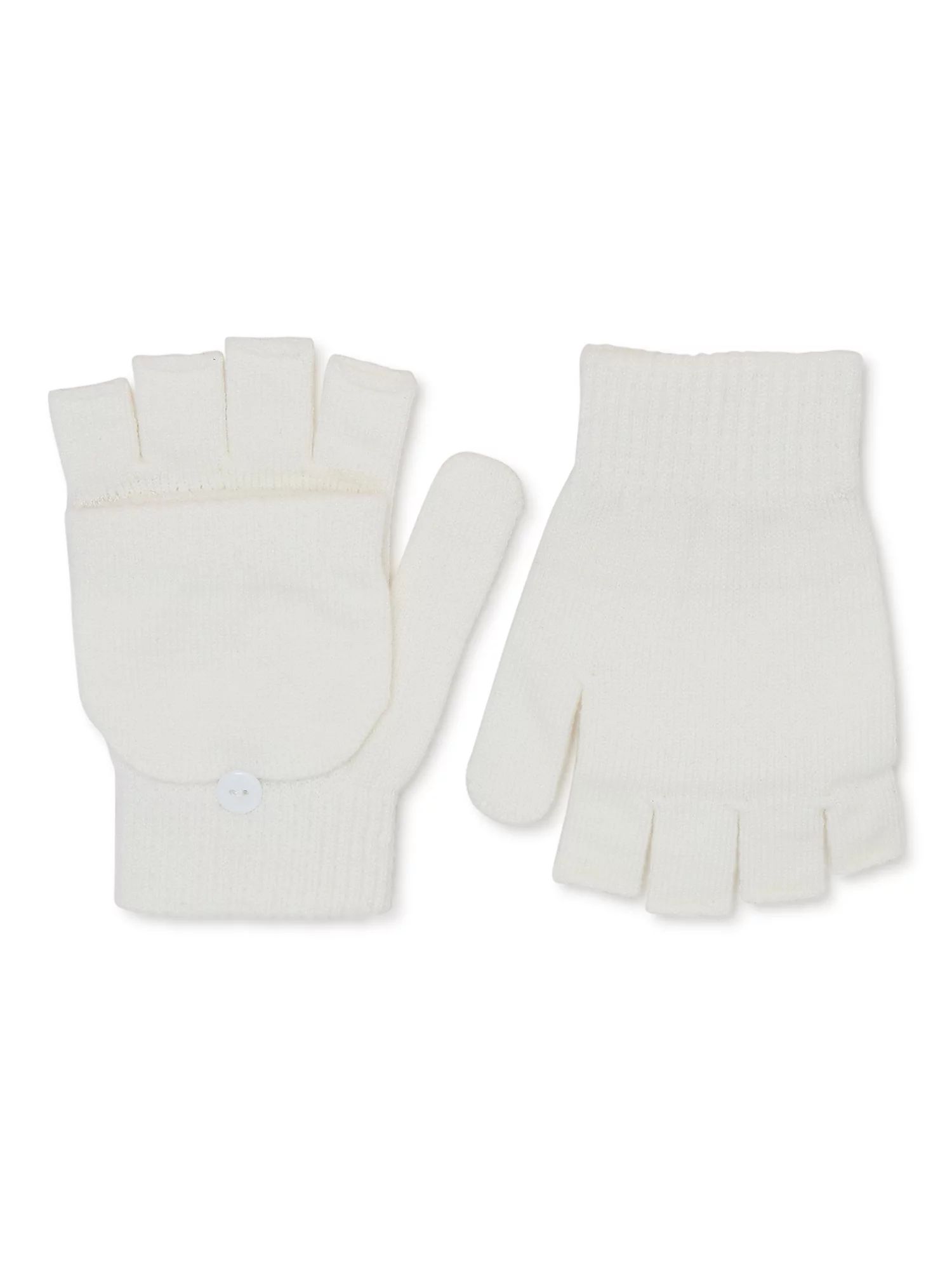 Time and Tru Women's Pop Top Gloves Winter White | Walmart (US)