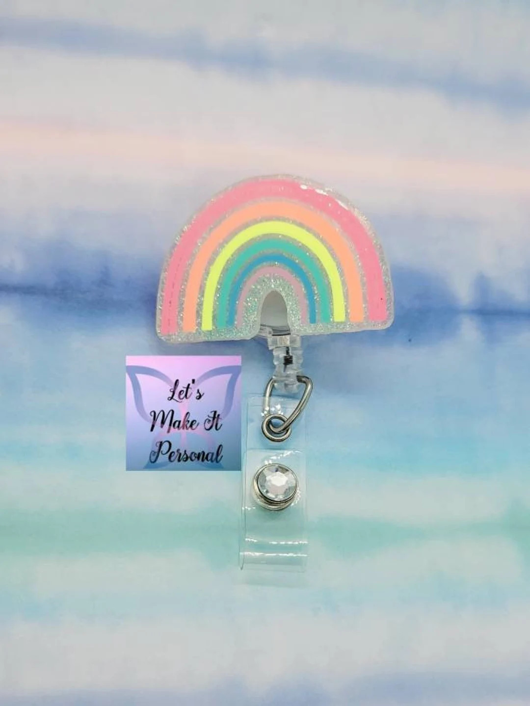 Pastel Rainbow Retractable Badge Reel - Etsy | Etsy (US)