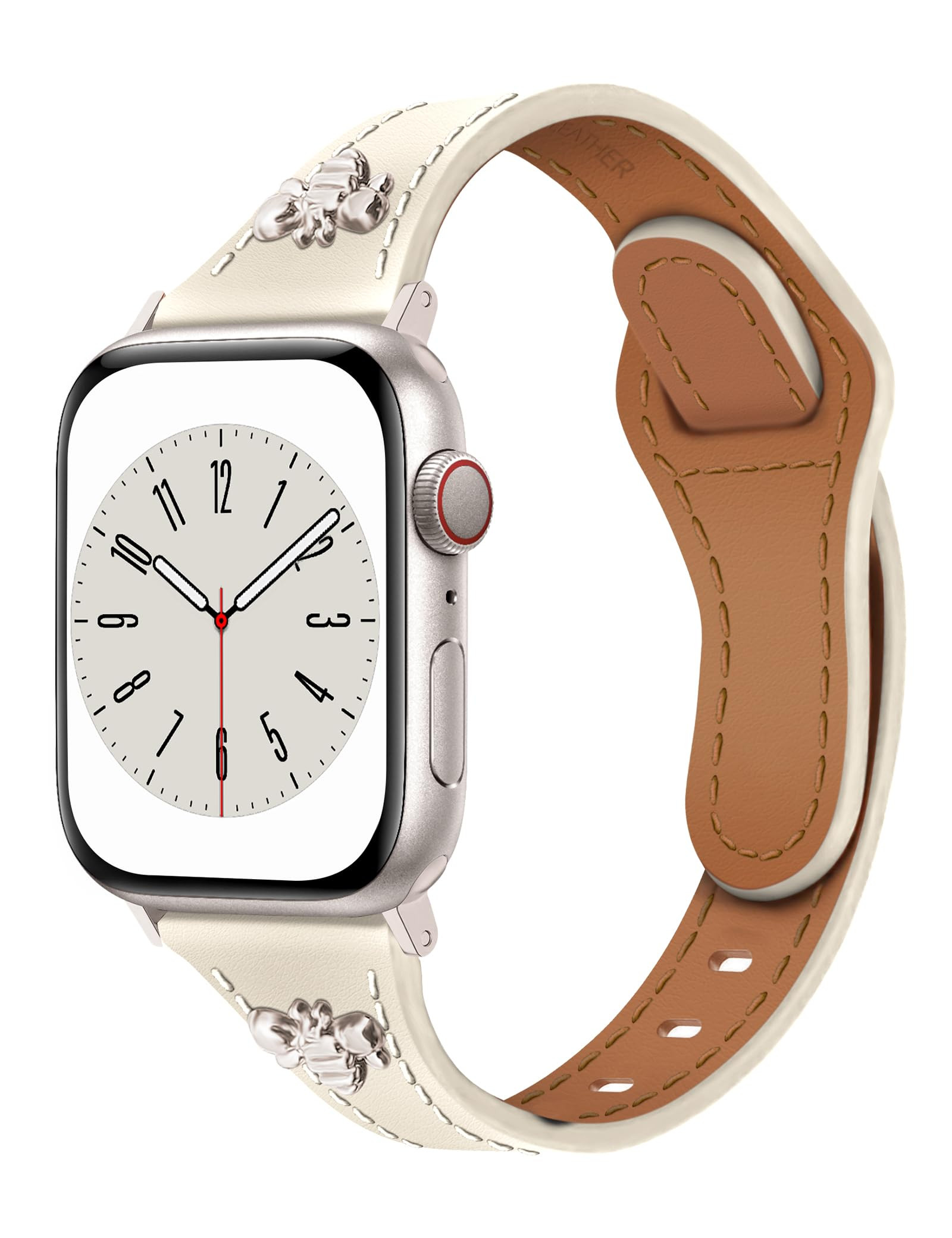 Slim Leather Bands with Charms Women Compatible with Apple Watch Band 38mm 40mm 41mm 42mm (S10) T... | Amazon (US)