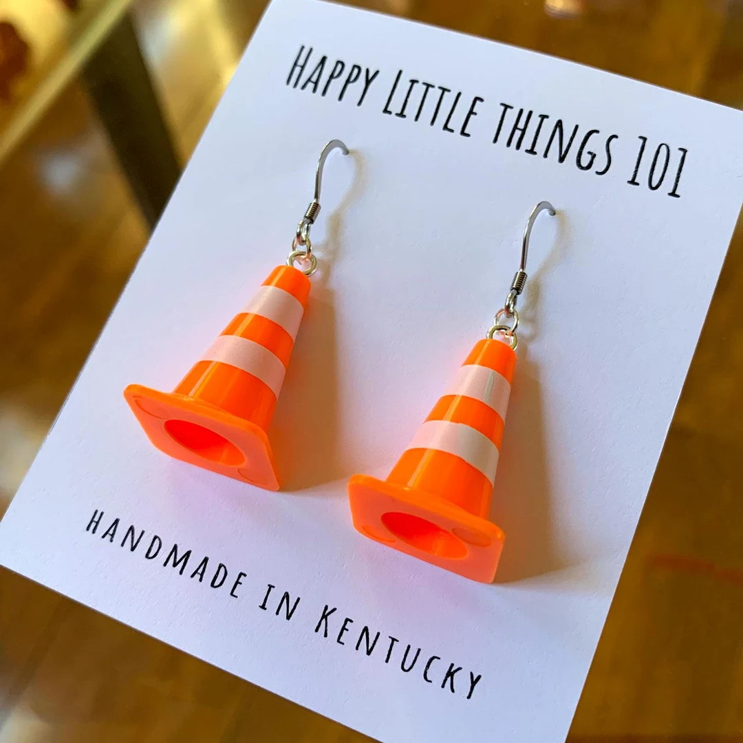 Miniature Traffic Cone Earrings: Fun Stainless Steel Hooks | Etsy (US)