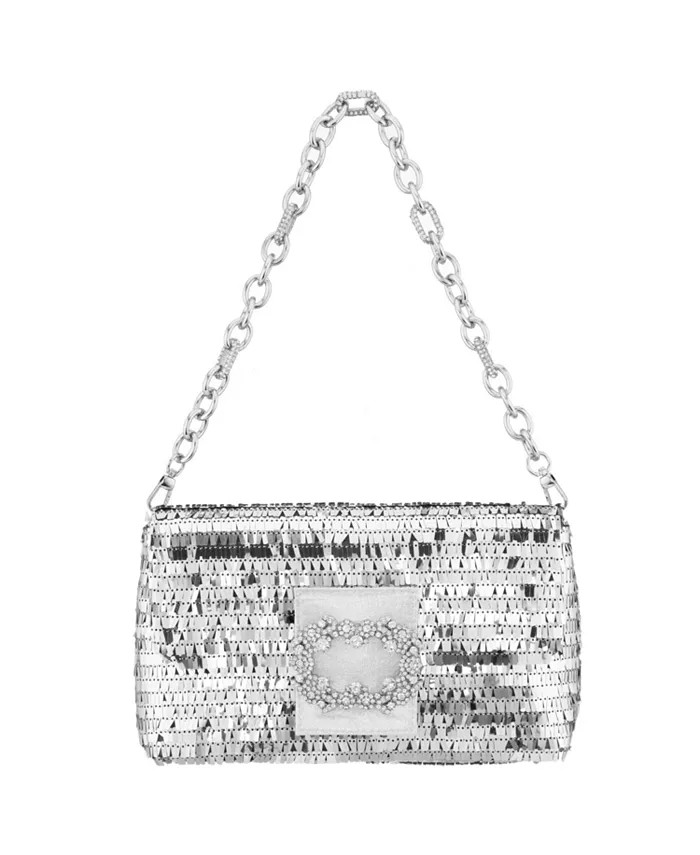 Women's Fringe Sequin Baguette Bag with Crystal Buckle Handbag | Macy's