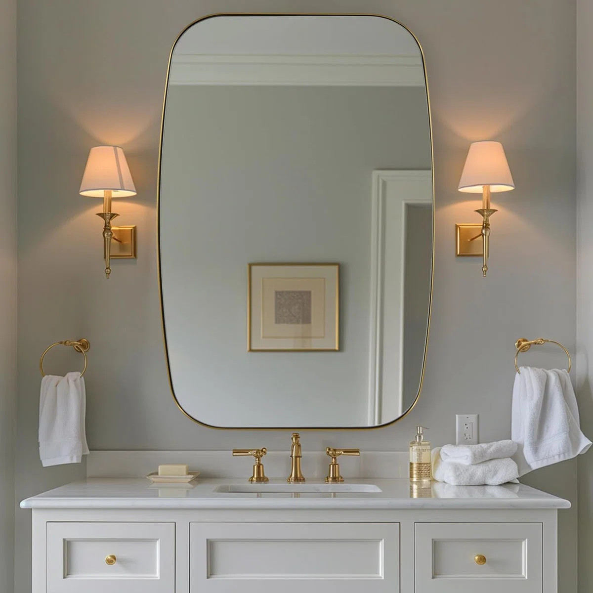 Modern Oblong Oval Bathroom Vanity Mirror | Stainless Steel Frame | Wayfair North America