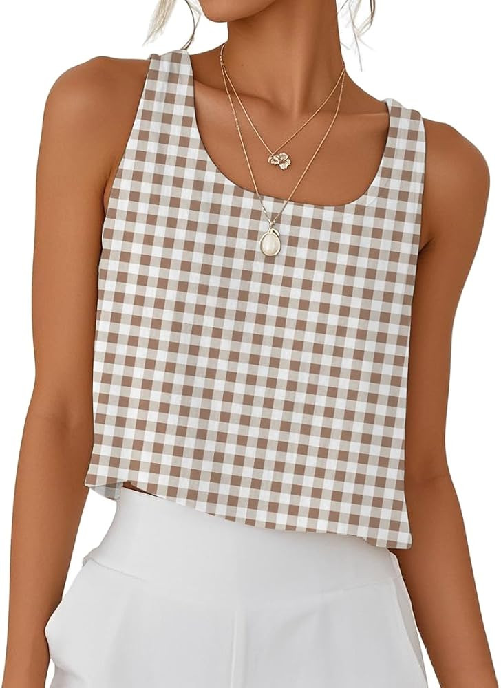 IDEALSANXUN Womens Cotton Linen Crop Tank Tops Spring Summer Sleeveless Tops | Amazon (US)