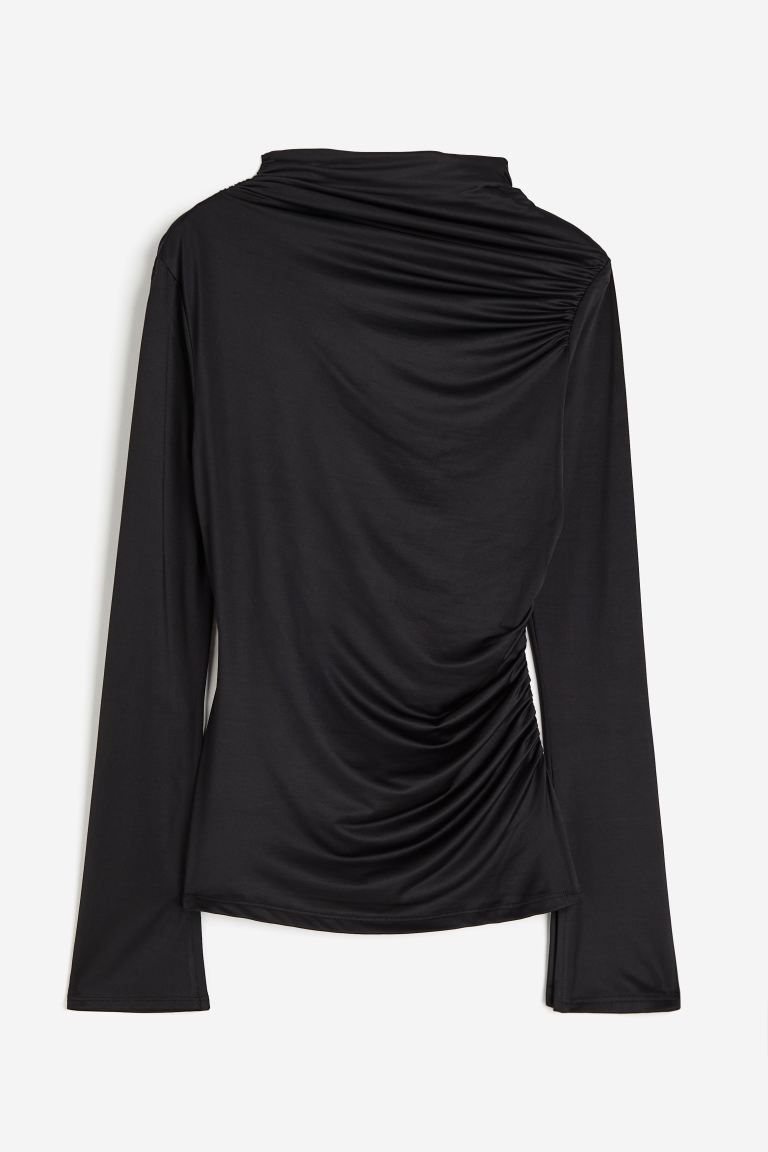 Draped Jersey Top - Black - Ladies | H&M US | H&M (US + CA)