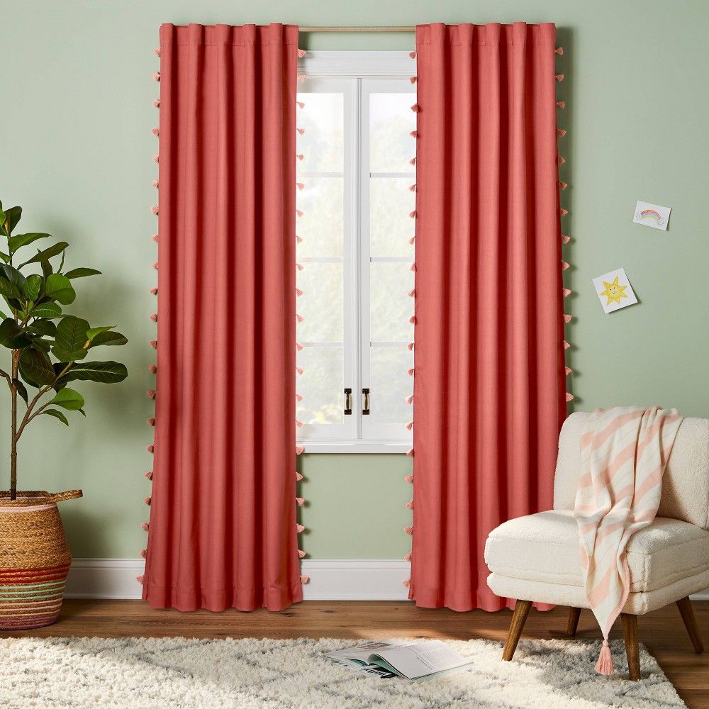 84" Blackout Tassel Curtain Panel Rose - Pillowfort™ | Target