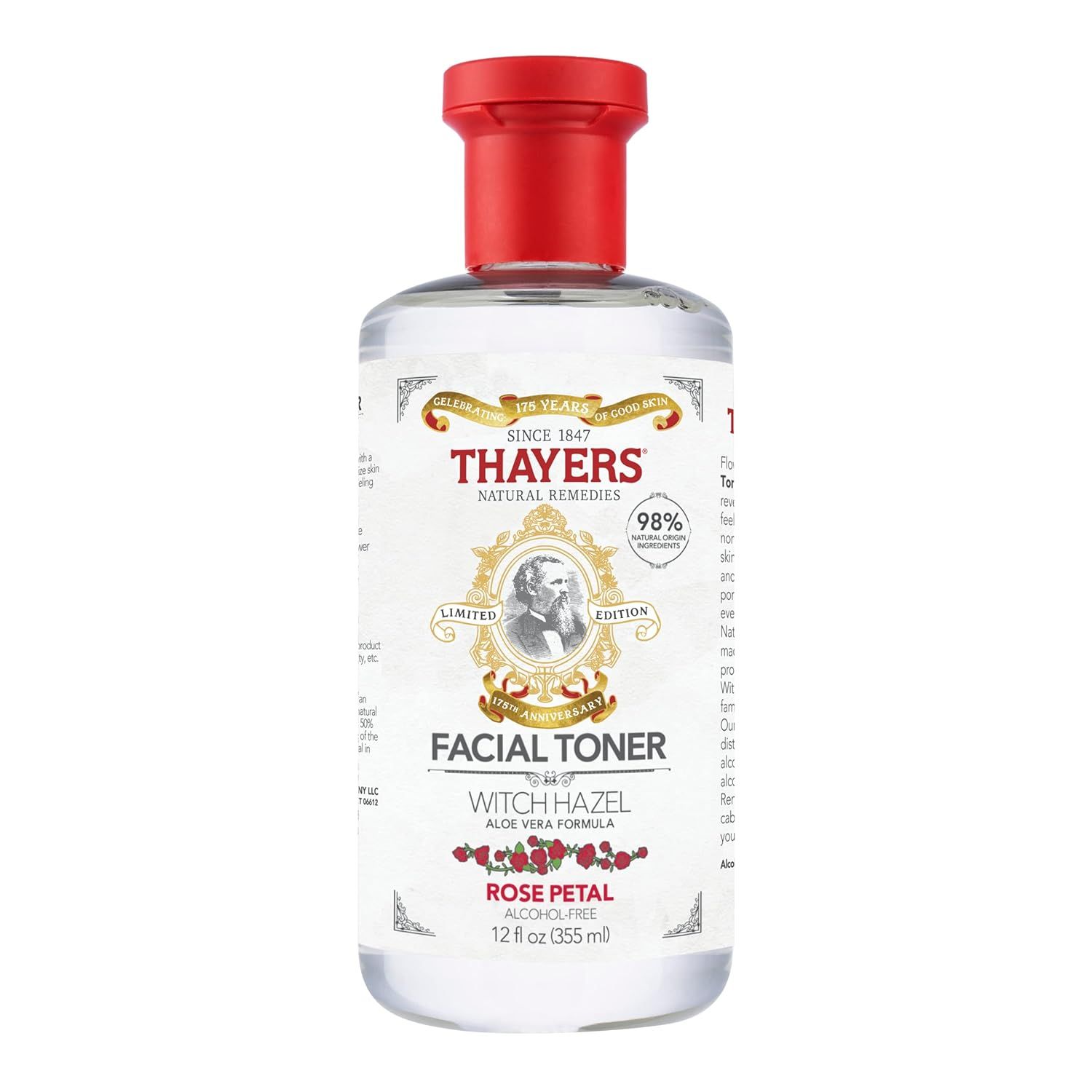 THAYERS Alcohol-Free Rose Petal Witch Hazel Facial Toner with Aloe Vera Formula, 12 Ounce | Amazon (US)