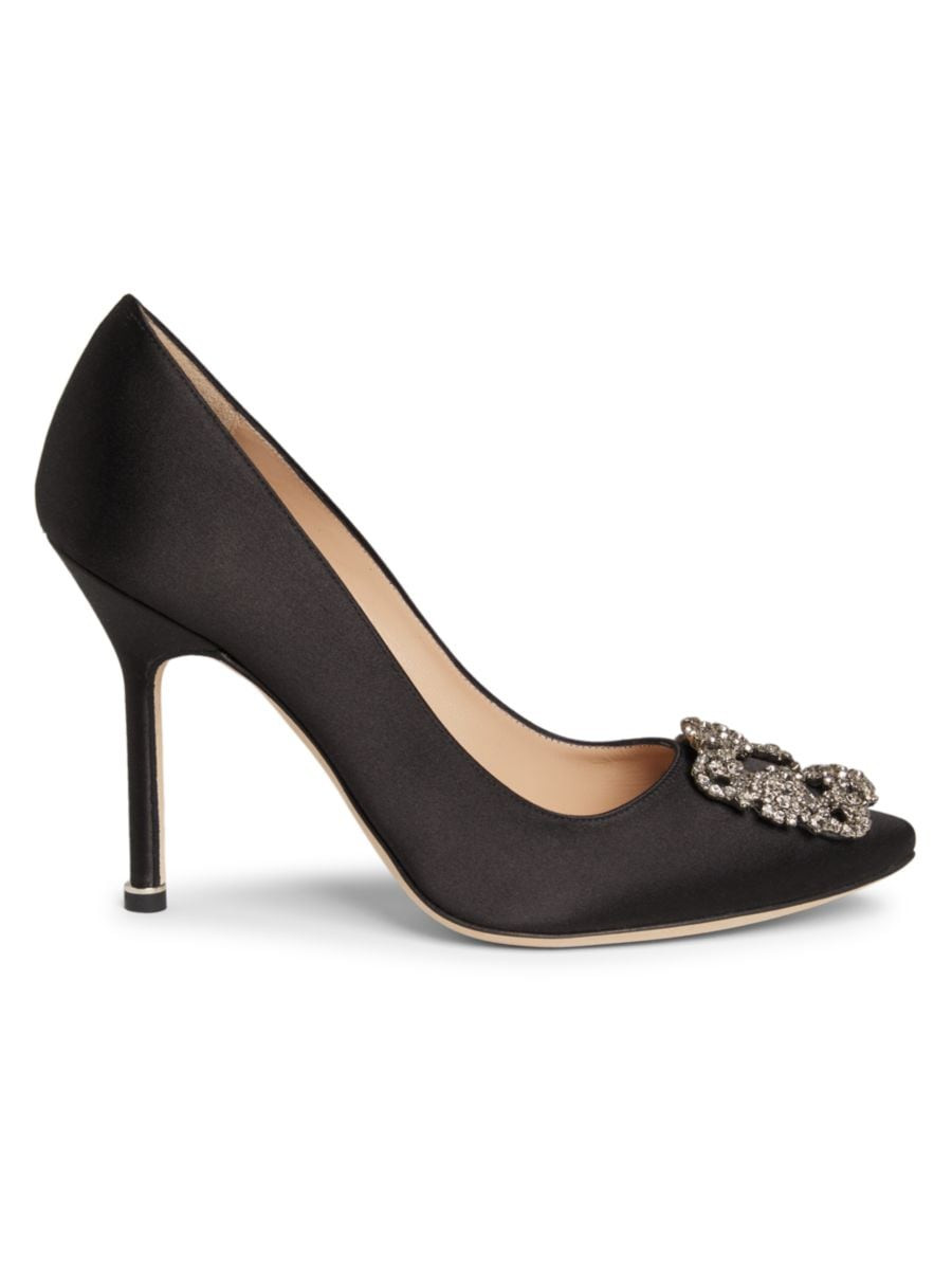 Manolo Blahnik Hangisi 70 Embellished Satin Pumps | Saks Fifth Avenue