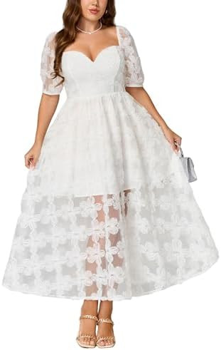 Women's Cocktail Formal Guest Dresse 3D Lace Sweetheart Neckline A Line Maxi Dresses | Amazon (US)