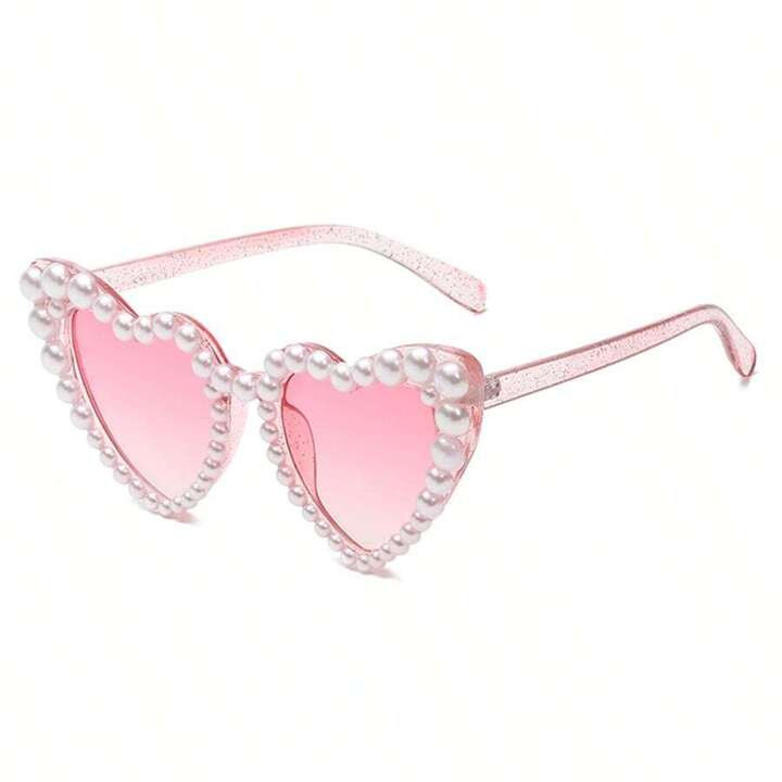 1pair Women Faux Pearl Decor Heart Frame Elegant Fashion Glasses For Party | SHEIN