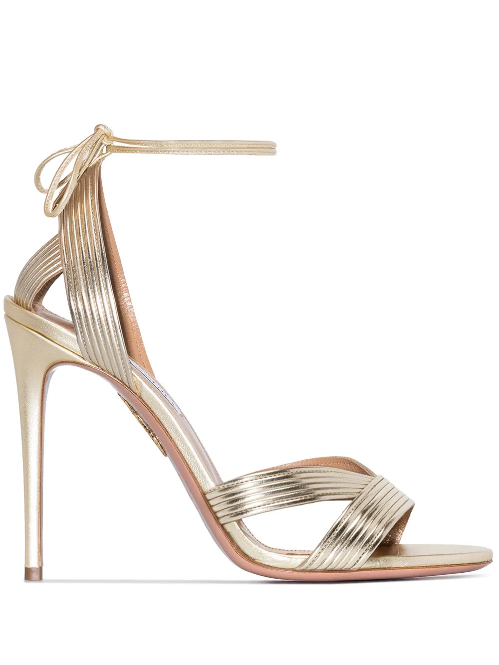 Aquazzura Ari 105mm Leather Sandals | Gold | FARFETCH | Farfetch Global