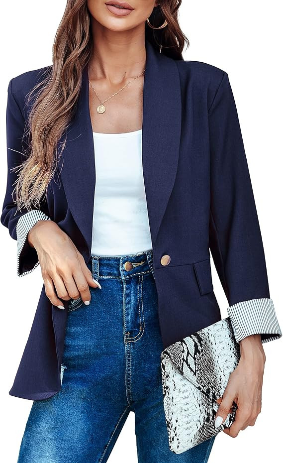 Genhoo Blazer Jackets for Women Open Front Long Sleeve Casual Work Office Blazers with Pockets S-... | Amazon (US)