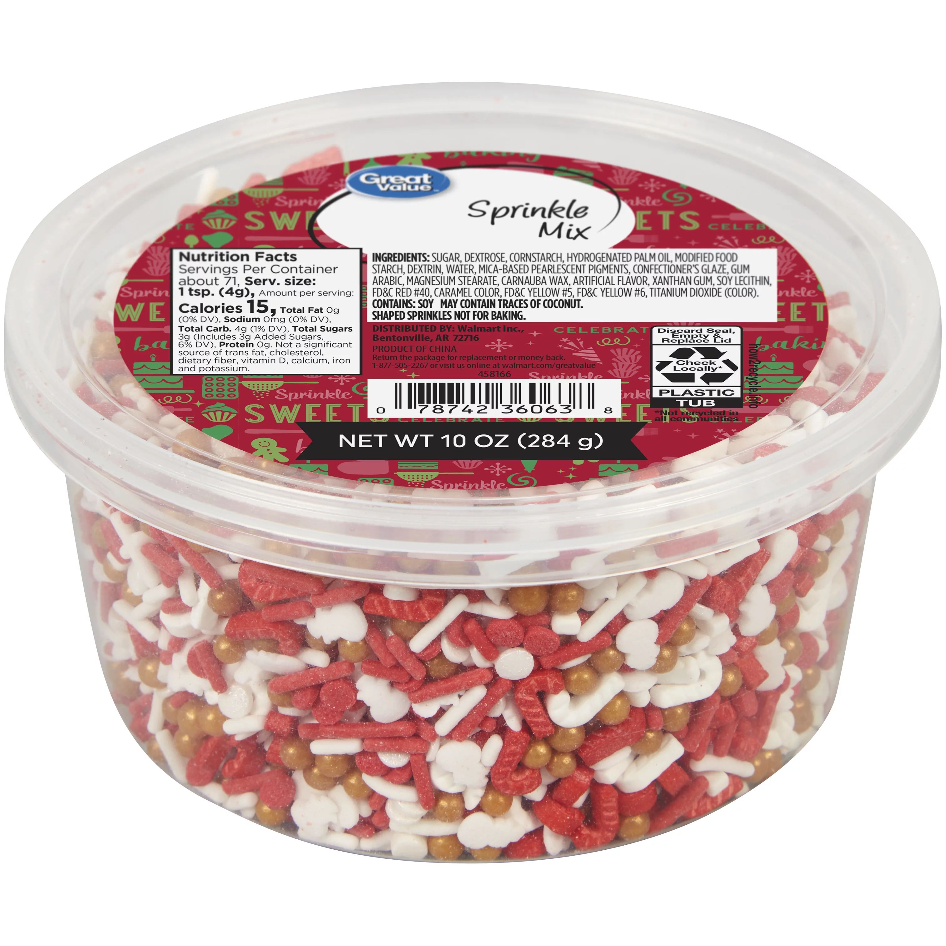 Great Value Candy Cane Sprinkle Mix, 10 oz | Walmart (US)