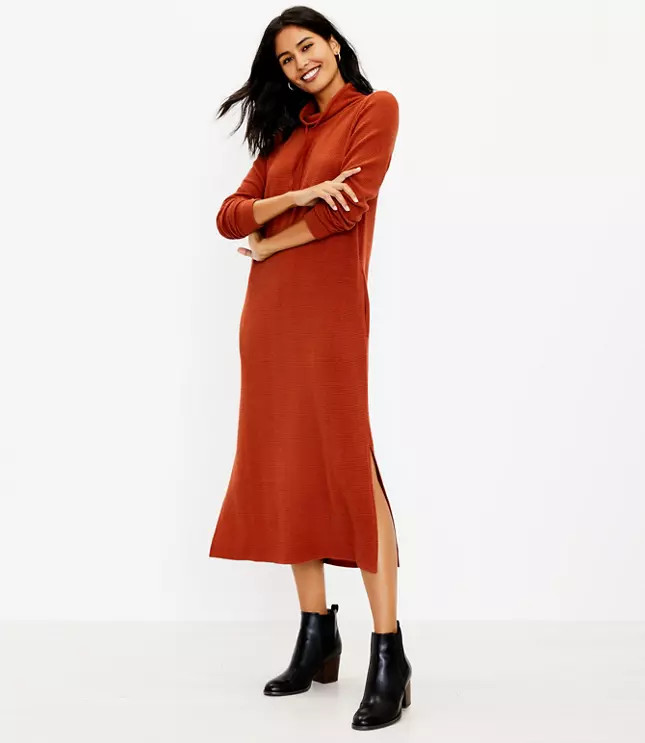 Drawstring Neck Pocket Midi Dress | LOFT