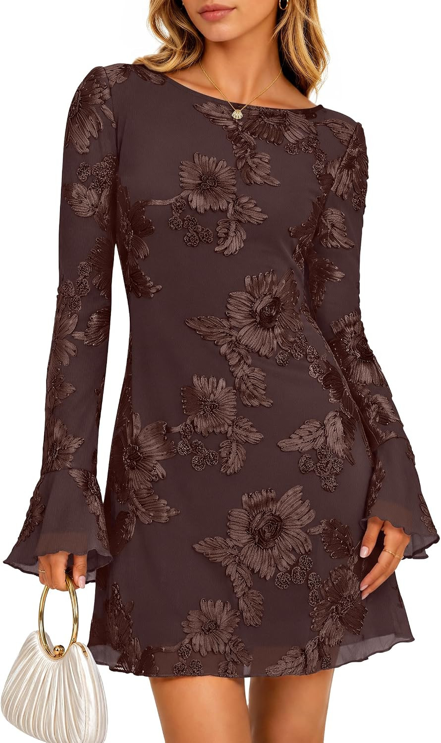 ZESICA Women's 2026 Fall Floral Wedding Guest Cocktail Mini Dress | Amazon (US)