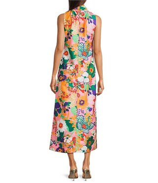 Carlyle Botanical Bash Floral Print Mock Neck Sleeveless Maxi Dress | Dillard's