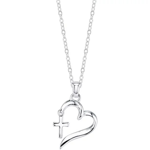 Little Luxuries Women's 18" "Faith Hope Love" Heart with Cross Necklace - Walmart.com | Walmart (US)