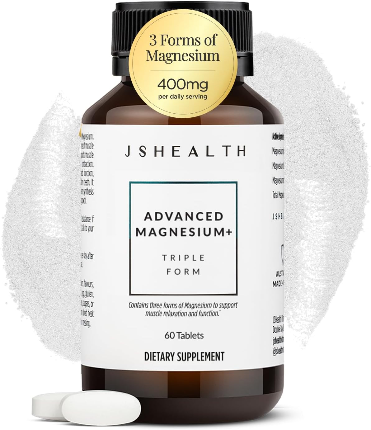 JSHealth Magnesium Supplement for Sleep. 400mg Triple-Form Glycinate | Amazon (US)